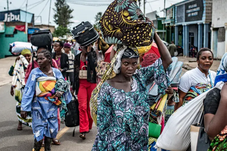 مجموعة من النازحين حديثا من الكونغو الديمقراطية إلى مدينة بوجاراما في رواندا